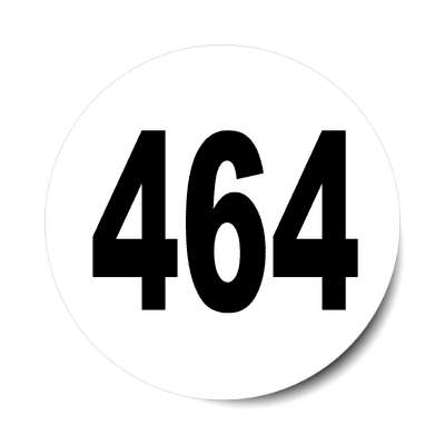 number 464 white black sticker