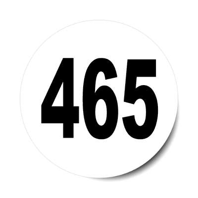 number 465 white black sticker