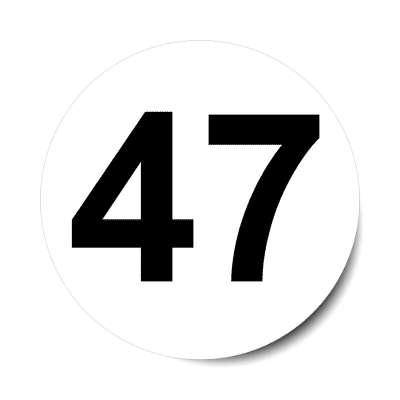 number 47 white black sticker