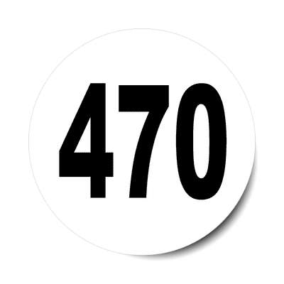 number 470 white black sticker