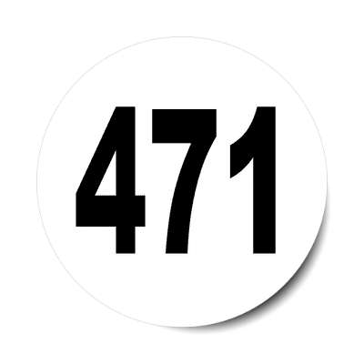 number 471 white black sticker