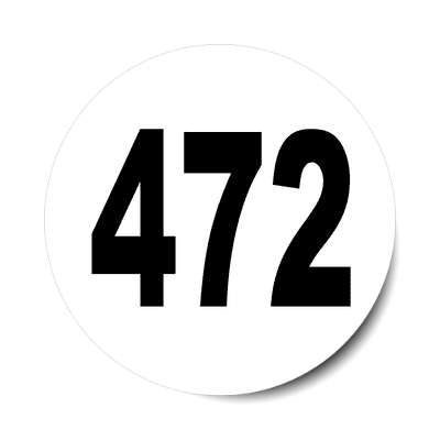 number 472 white black sticker