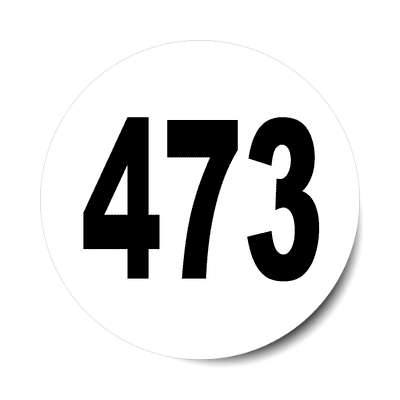 number 473 white black sticker