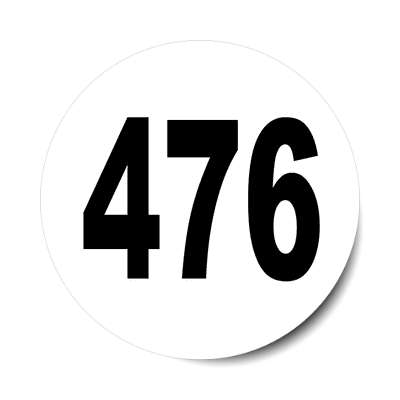 number 476 white black sticker