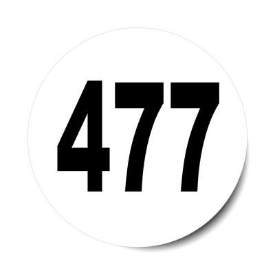 number 477 white black sticker