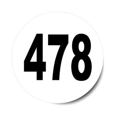 number 478 white black sticker