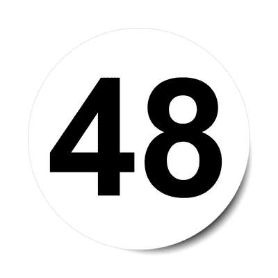 number 48 white black sticker