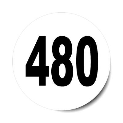 number 480 white black sticker