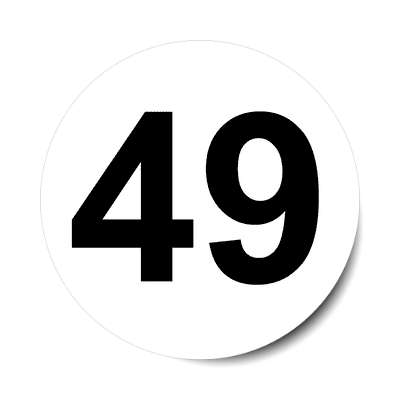 number 49 white black sticker