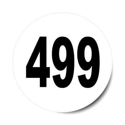 number 499 white black sticker