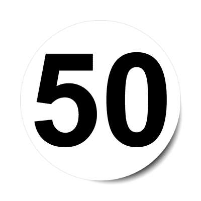 Number 50 White Black Stickers, Magnet | Wacky Print
