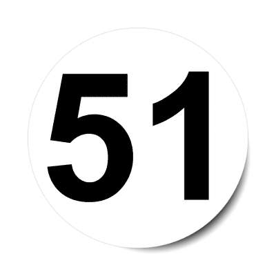 number 51 white black sticker