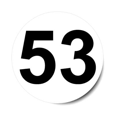 number 53 white black sticker