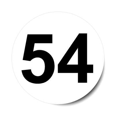 number 54 white black sticker