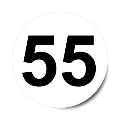 number 55 white black sticker