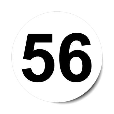 number 56 white black sticker