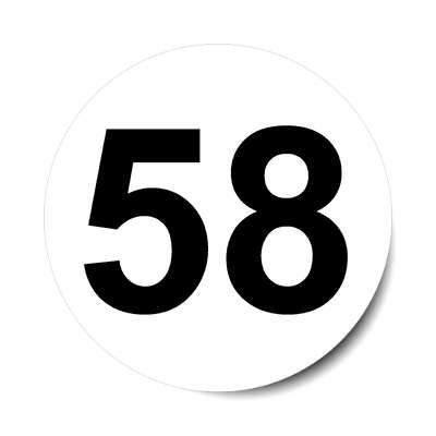 number 58 white black sticker