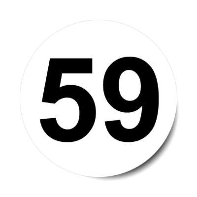 number 59 white black sticker