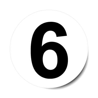 number 6 white black sticker