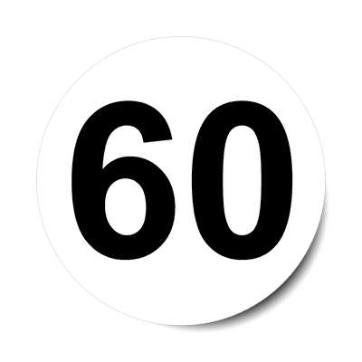 number 60 white black sticker