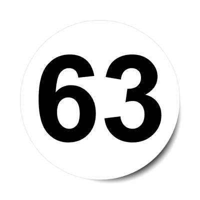 number 63 white black sticker