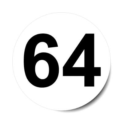 number 64 white black sticker