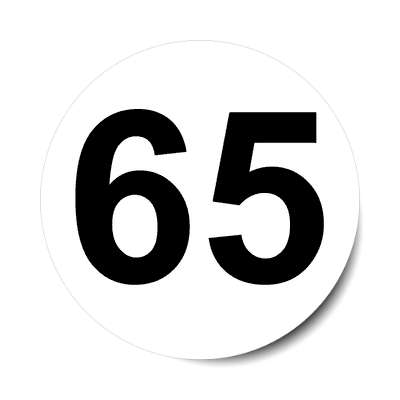 number 65 white black sticker