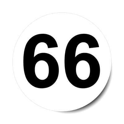 number 66 white black sticker