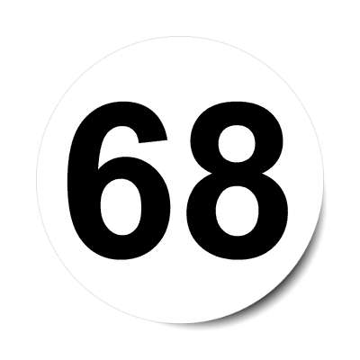 number 68 white black sticker