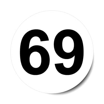 number 69 white black sticker