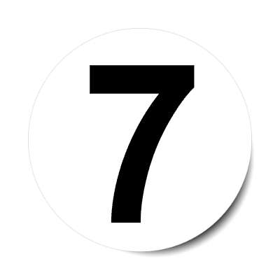 number 7 white black sticker