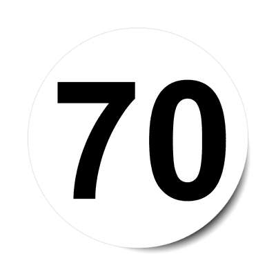 number 70 white black sticker