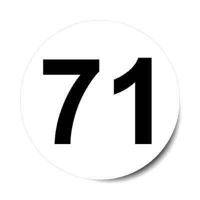 number 71 white black sticker