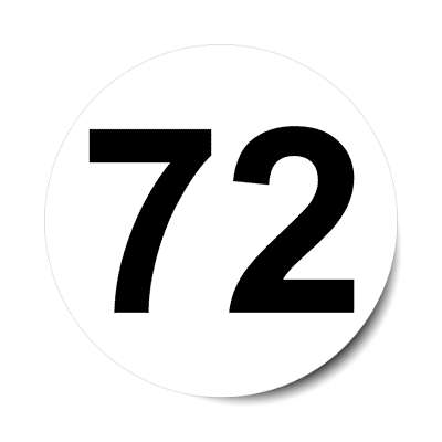 number 72 white black sticker