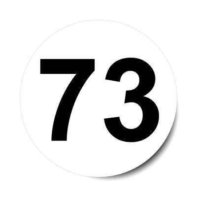 number 73 white black sticker