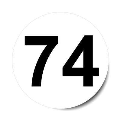 number 74 white black sticker