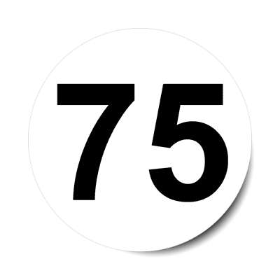 number 75 white black sticker