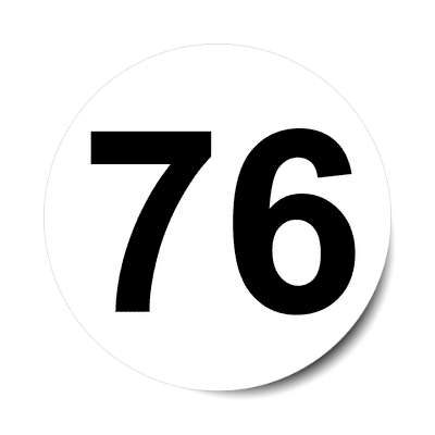 number 76 white black sticker