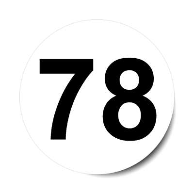 number 78 white black sticker