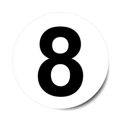 number 8 white black sticker