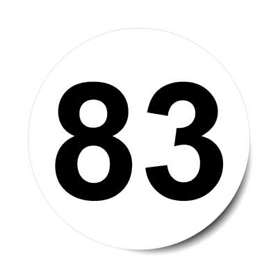 number 83 white black sticker