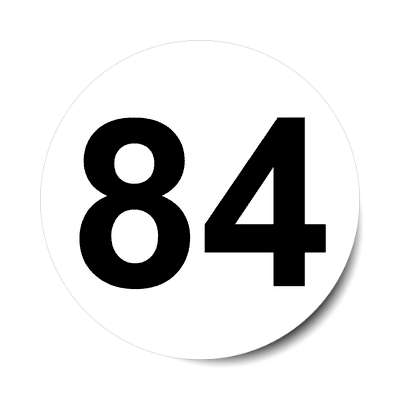 number 84 white black sticker