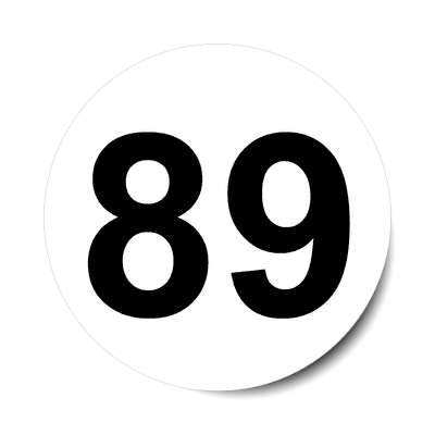 number 89 white black sticker