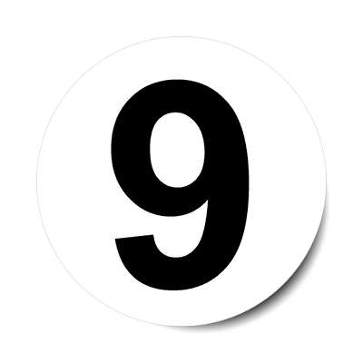 number 9 white black sticker