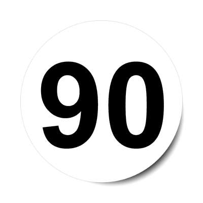 Number 90 White Black Stickers Magnet Wacky Print