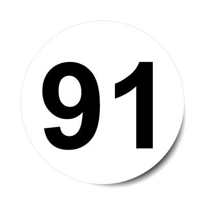 number 91 white black sticker