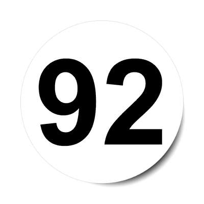 number 92 white black sticker