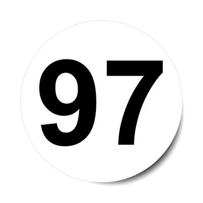 number 97 white black sticker