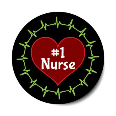 number one nurse heart beat stickers, magnet