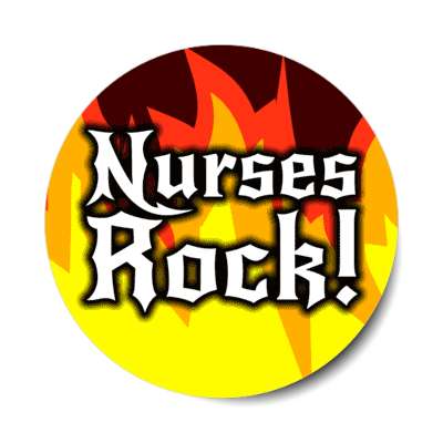 nurses rock flames stickers, magnet